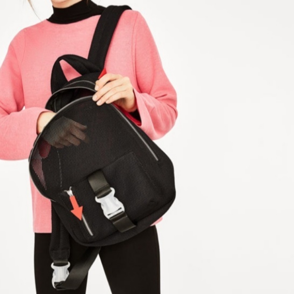 Zara black Mesh Backpack